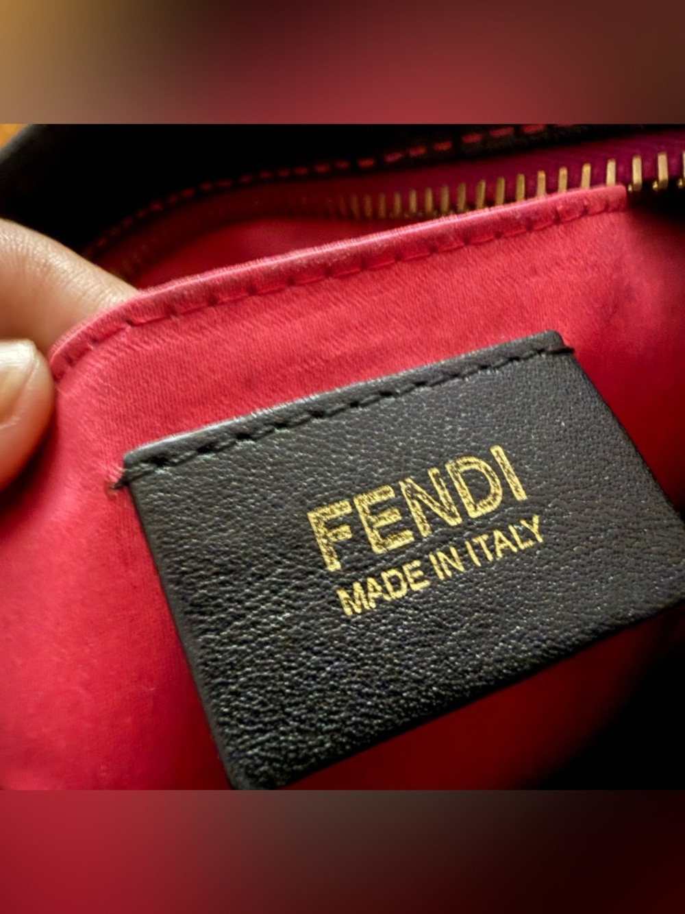 Fendi Monogram Vintage Bauletto Bag Hot Pink GUC Red Lock Key Clochette - Picture 12 of 13